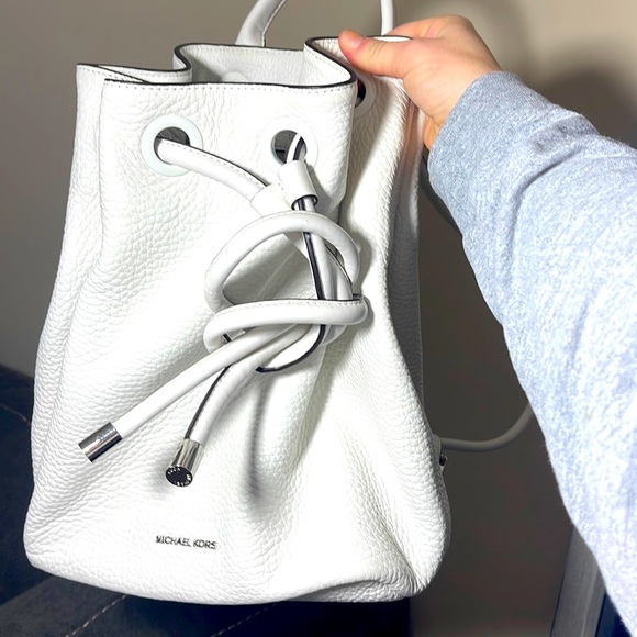 Michael Kors Handbags - Brand new never used white Michael Kors drawstring backpack